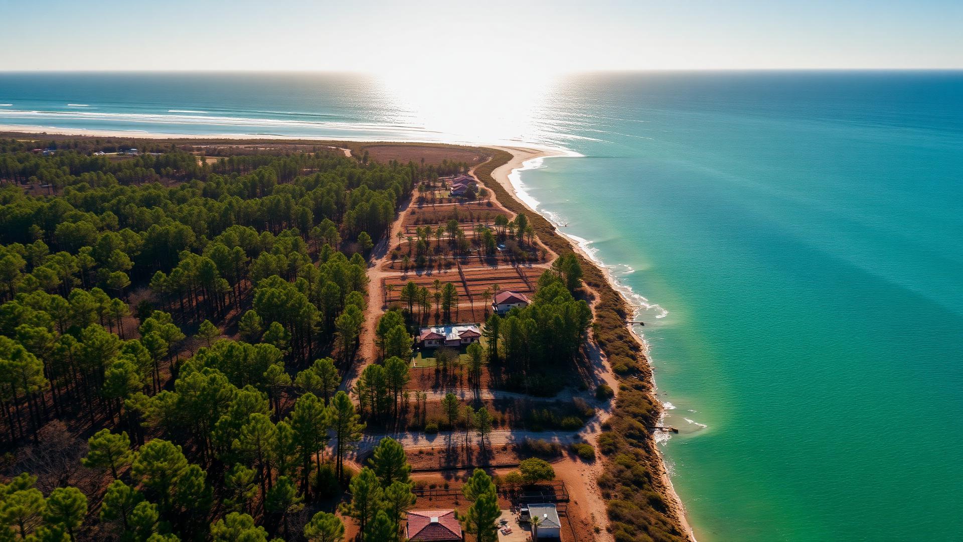 Aerial view of residential lots near 30A in Santa Rosa Beach, Florida